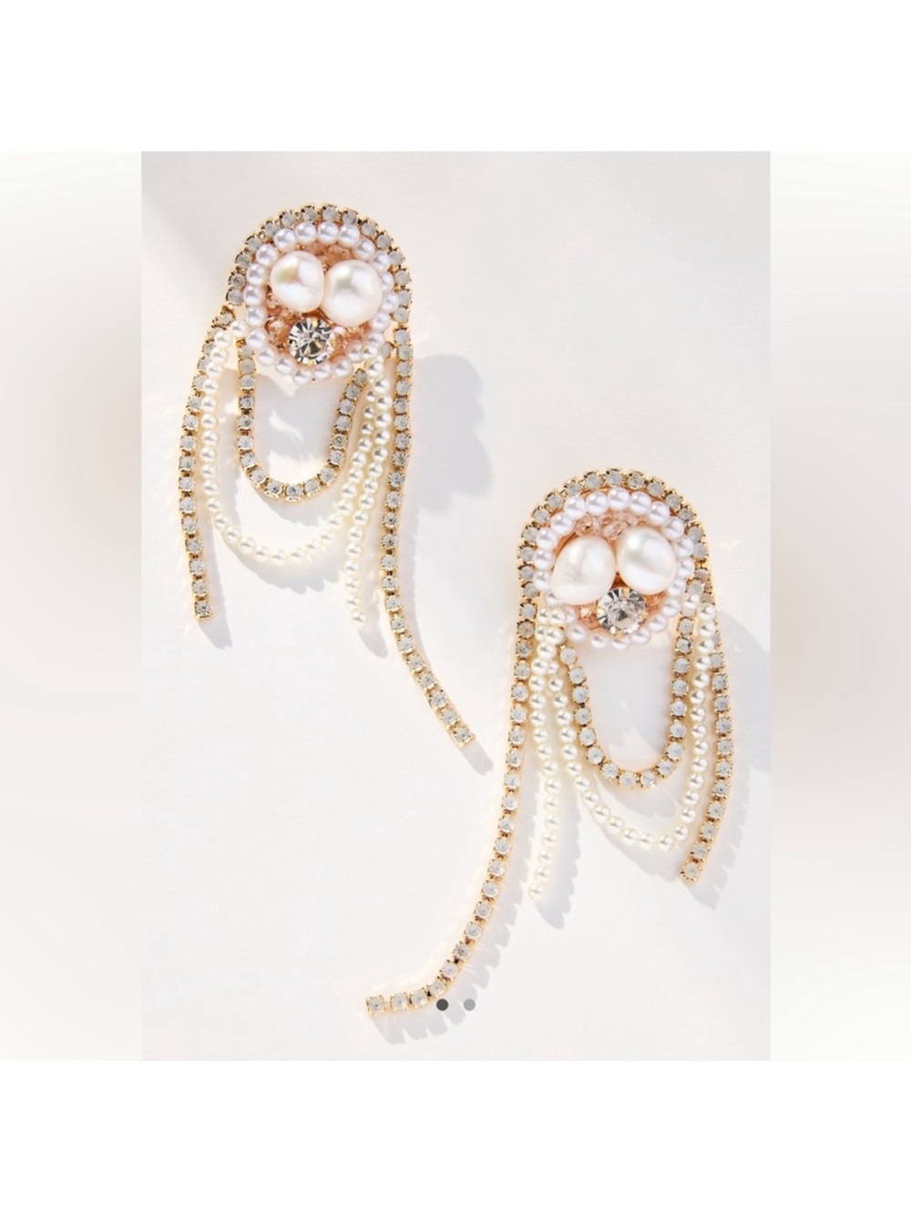 NWT gold and Pearl Drop Statement Earrings
